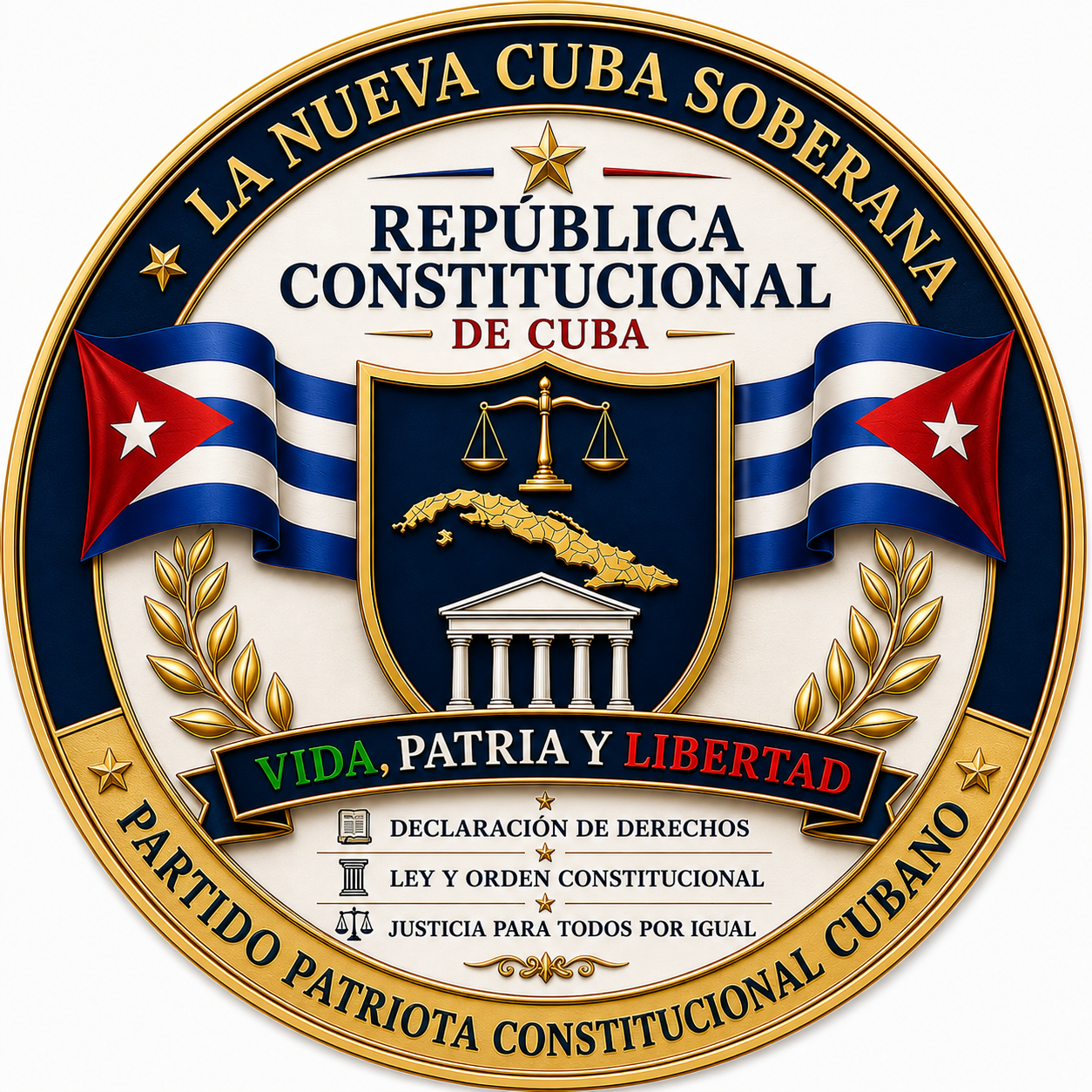 Sello oficial — República Constitucional de Cuba · Partido Patriota Constitucional Cubano